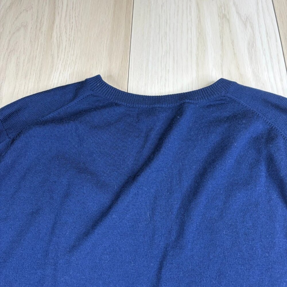 Mott & Bow Mens Blue V-Neck Merino Wool Stretch Long Sleeve Sweater Size XL - Picture 4 of 9